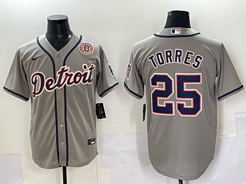 Men 2025 Detroit Tigers #25 Torres grey Game Nike MLB Jersey 008